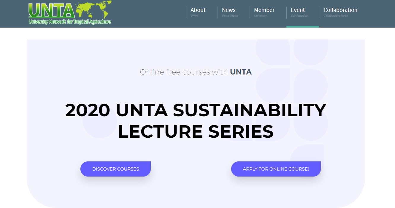 [2020.9.17] Online free courses with UNTA — 2020 UNTA SUSTAINABILITY LECTURE SERIES