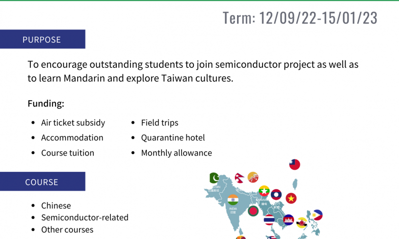 【7.7.2565】 โปรแกรมระยะสั้น New Southbound Policy Mandarin and Semiconductor @ Taipei Tech