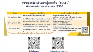 【22.9.2566】สนามสอบวัดระดับความรู้ภาษาจีน (TOCFL)