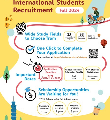 【2023.11.9】National  Normal Taiwan University — Foreign Student Applications Now Open! — 2024 September Entry