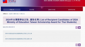 【2024.5.17】List of Recipient Candidates of 2024 Ministry of Education Taiwan Scholarship Award for Thai Students